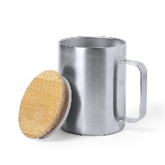 Caneca térmica 350 mL com tampa em bambu Ricaly – foto 2