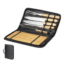 Conjunto de churrasco com tábua em estojo Craxton