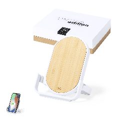 Carregador wireless 10W com suporte em bambu e palha de trigo Buisson