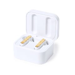 Auriculares Bluetooth com carregador wireless 10W em bambu Billins – foto 3