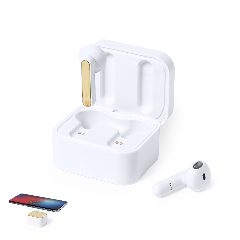 Auriculares Bluetooth com carregador wireless 10W em bambu Billins