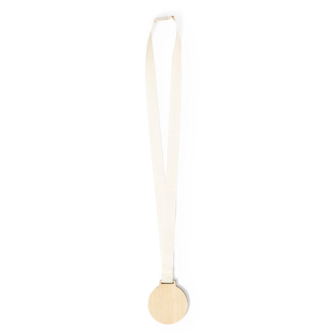 Medalha em madeira com cordão de algodão Guster