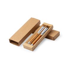 Conjunto de esferográfica e roller em metal e couro reciclado Vincen – foto 5