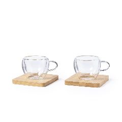 Conjunto de 2 chávenas de parede dupla com bases Gladen