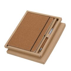 Conjunto de bloco e esferográfica em couro reciclado Nauthax