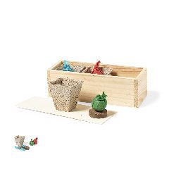 Kit de horta em caixa de madeira Mendrax