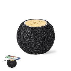 Coluna Bluetooth com carregador wireless 15W em bambu Cedric