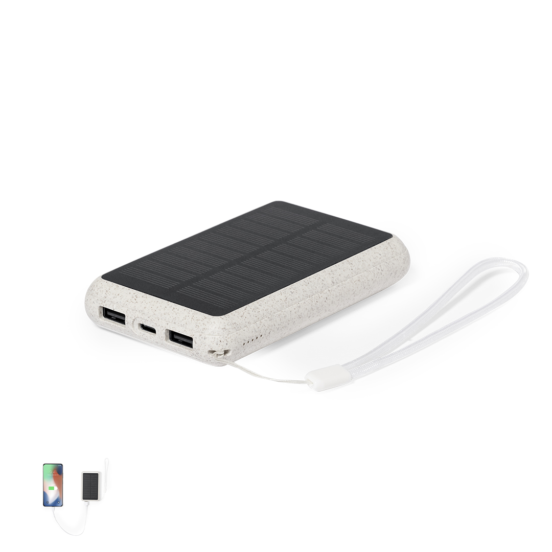 Power bank solar 5000 mAh em fibra de trigo Dawson
