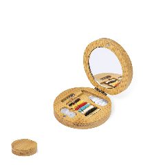 Kit de costura em estojo de bambu com espelho Atriax