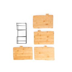 Conjunto de 4 tábuas de bambu com cesto Sendak – foto 3