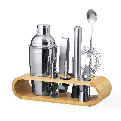 Conjunto de cocktail em aço inox com base de bambu Hunton