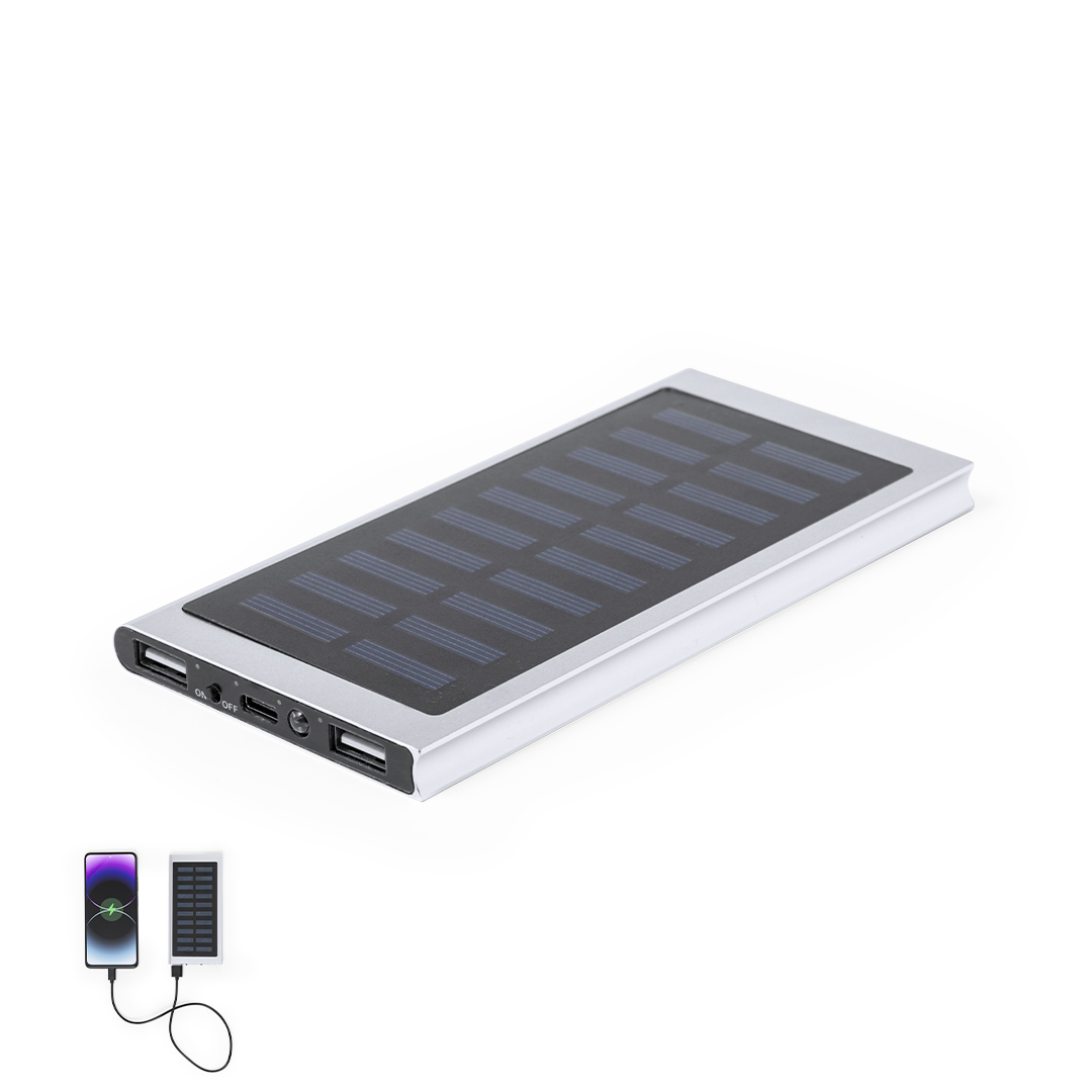 Power bank solar 8000 mAh em alumínio Bernant