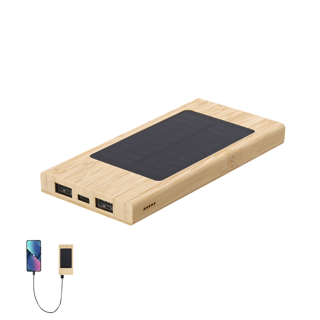 Power bank solar 4000 mAh em bambu Molden