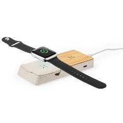 Estação de carga wireless 15W em bambu e palha de trigo Barichen – foto 3