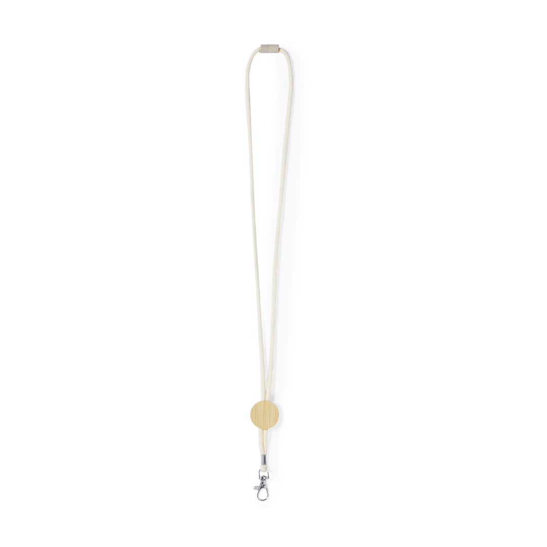 Lanyard em algodão com peça de bambu Gibons