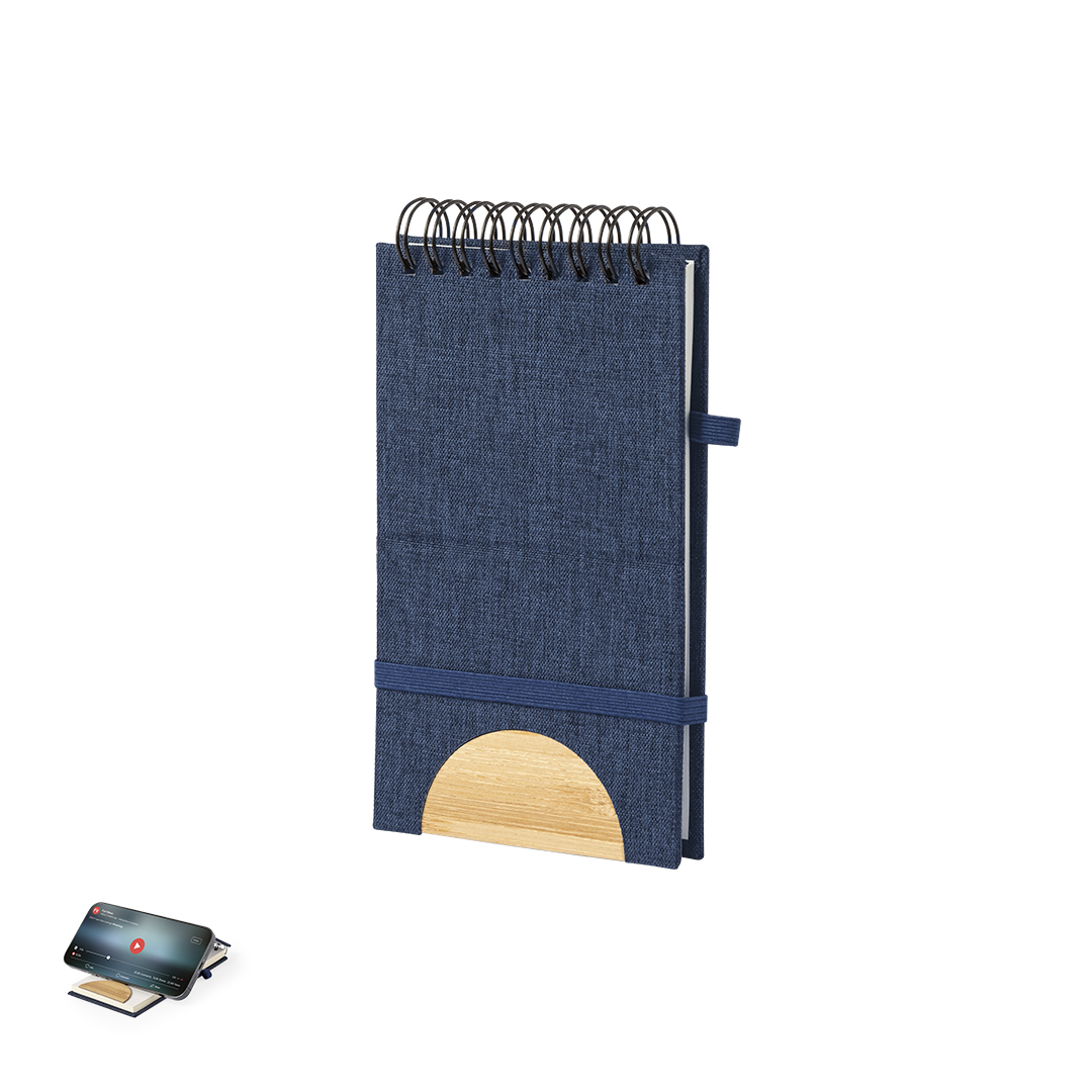 Caderno de argolas em RPET com suporte para telemóvel Alyxa