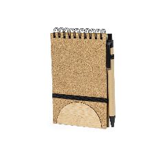 Caderno de argolas em cortiça com suporte para telemóvel Marinix