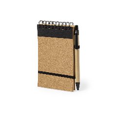 Conjunto de caderno em cortiça e esferográfica reciclada Teyaki
