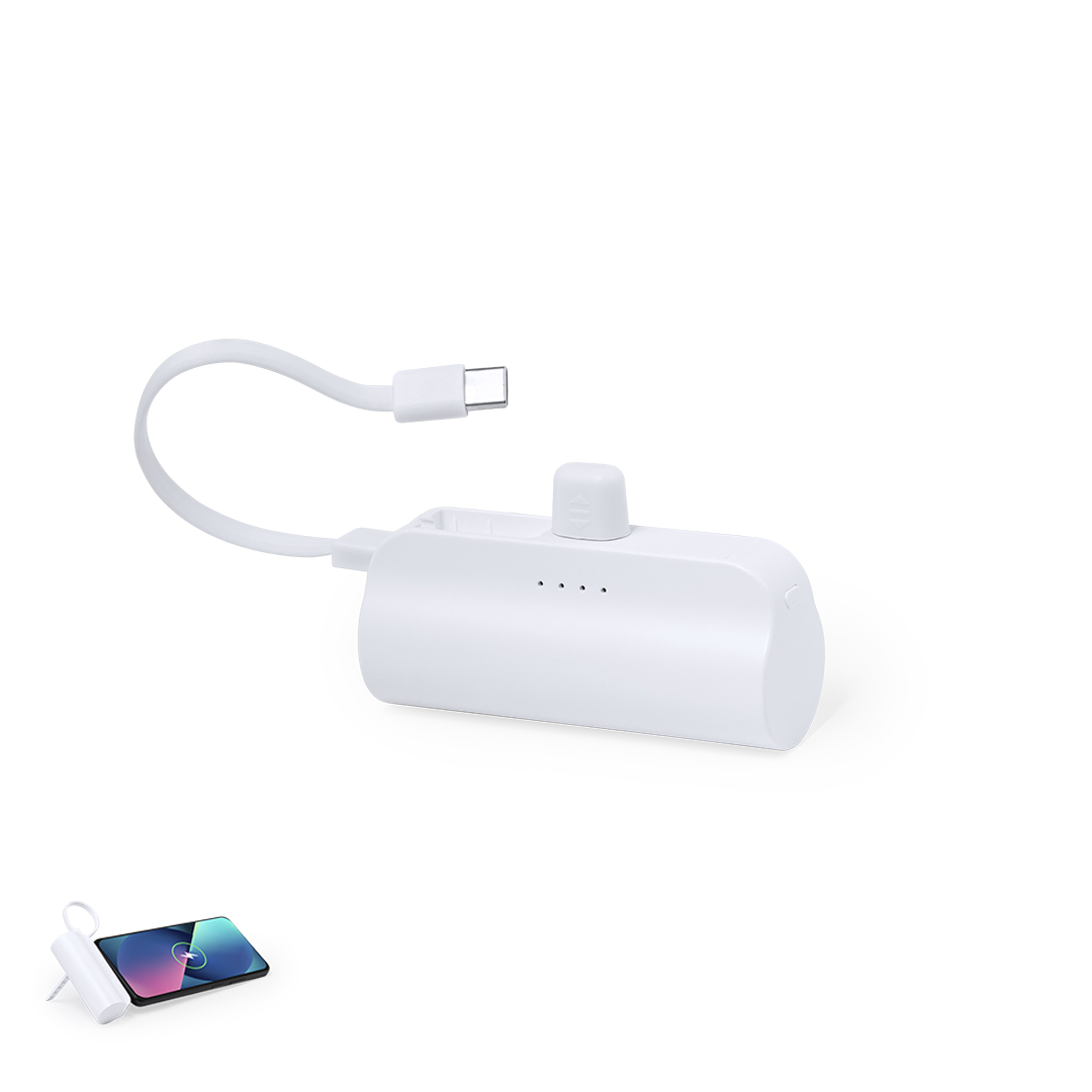 Power bank cilíndrico 5000 mAh com suporte para telemóvel Laford