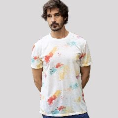 T-shirt em poliéster com estampado de tintas Hearvin