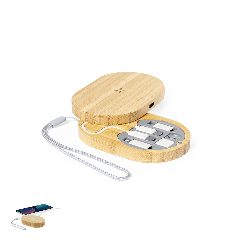 Estojo em bambu com carregador wireless 15W e cabos Eliot