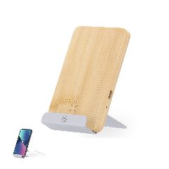 Carregador wireless 15W com suporte em bambu e alumínio Dimitry