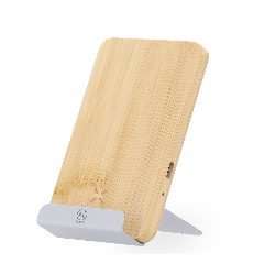 Carregador wireless 15W com suporte em bambu e alumínio Dimitry – foto 3