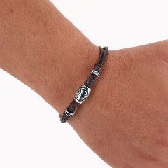 Pulseira em couro com contas e símbolo da paz Luco – foto 4