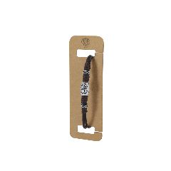 Pulseira em couro com contas e símbolo da paz Luco