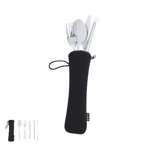 Conjunto de talheres em inox com estojo RPET Sinix