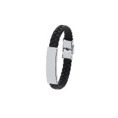 Pulseira em pele sintética com placa inox Mubark – foto 2