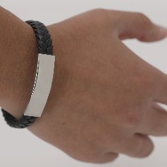 Pulseira em pele sintética com placa inox Mubark – foto 4
