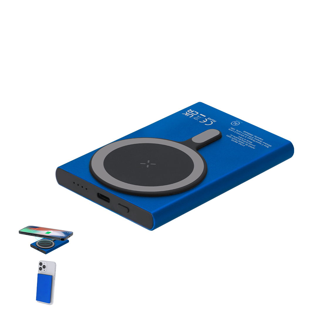 Power bank 5000 mAh magnético com carregador wireless 15W Bertex