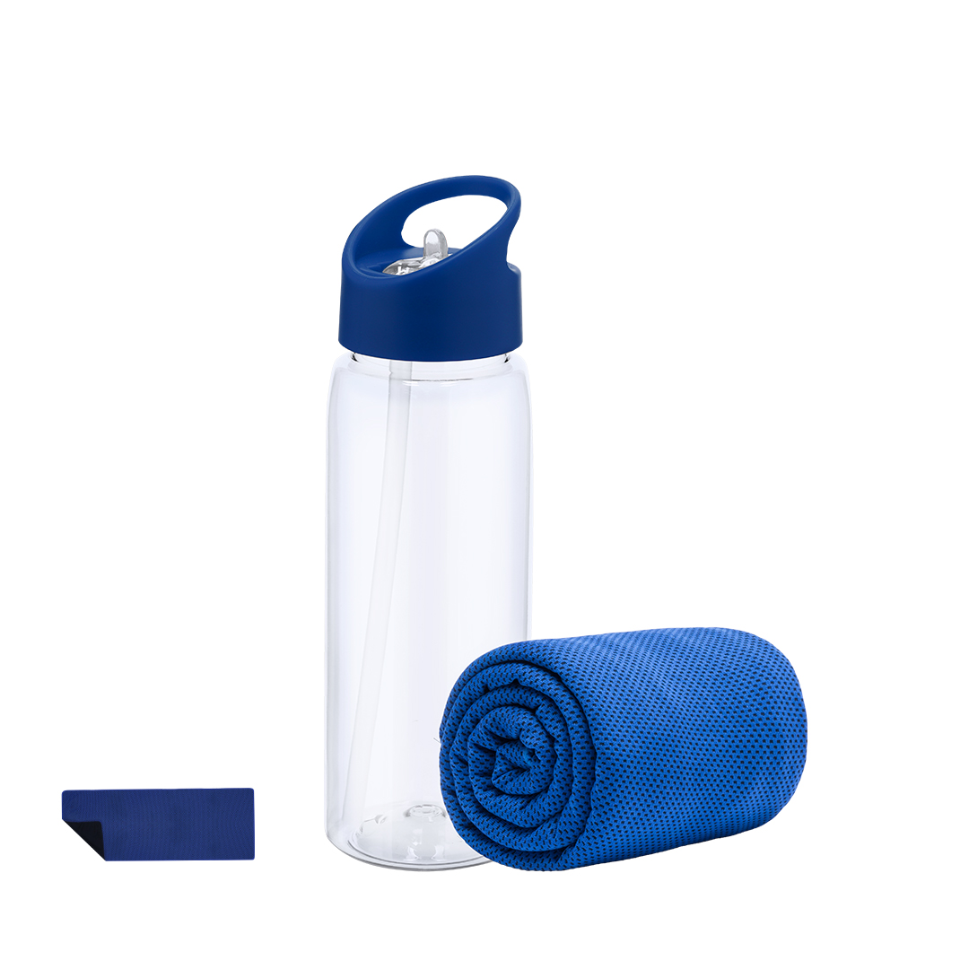 Conjunto de garrafa 800 mL e toalha em RPET Garyl