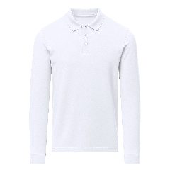 Polo branco unissexo de manga comprida Charlot