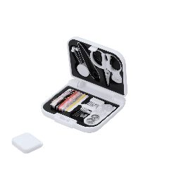 Kit de costura em estojo branco Isal