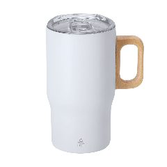 Caneca térmica 400 mL em aço inox reciclado com pega em madeira Zaran – foto 5