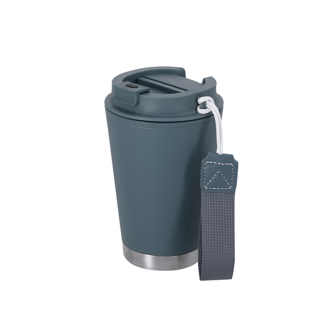 Copo térmico 300 mL em inox e PP reciclados com alça Acuma