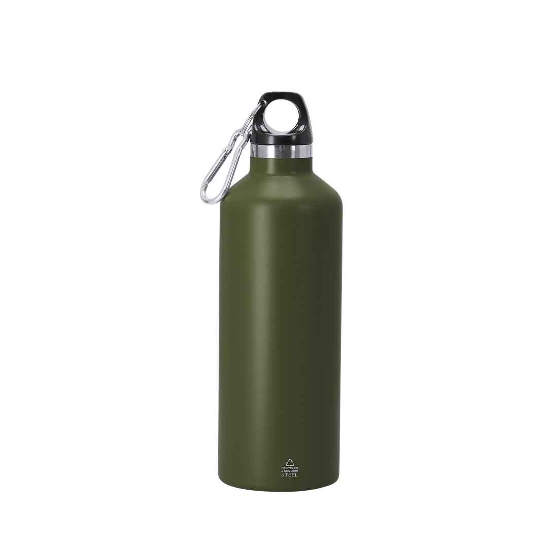 Garrafa térmica 500 mL em inox reciclado com mosquetão Angkor