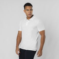 Polo branco em piqué de algodão 180g Charles