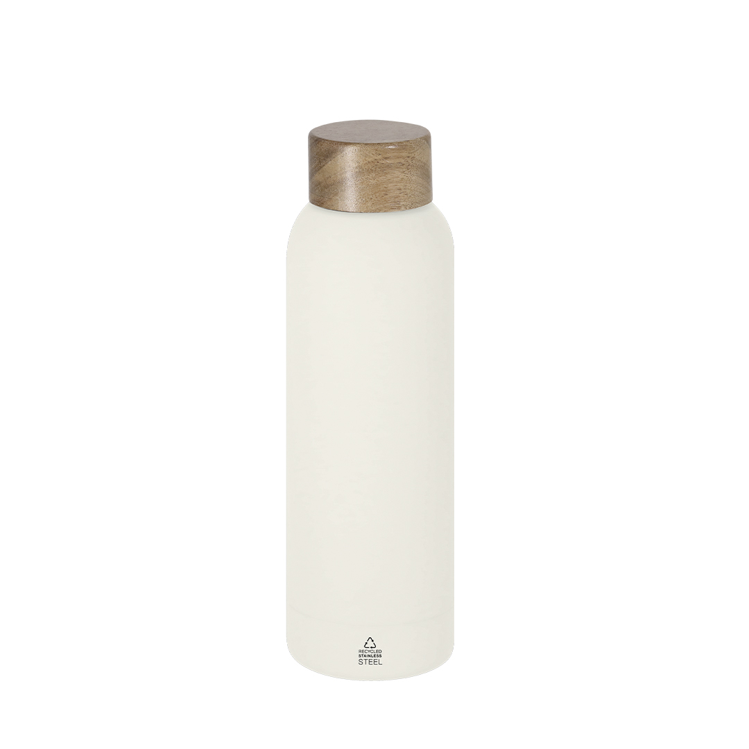 Garrafa 700 mL em inox reciclado com tampa em acácia Cosmix