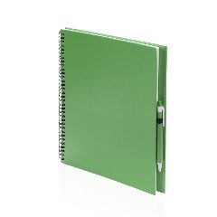 Caderno de argolas em cartão com esferográfica reciclada Tecnar