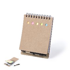 Bloco de notas adesivas com esferográfica em cartão reciclado Diser