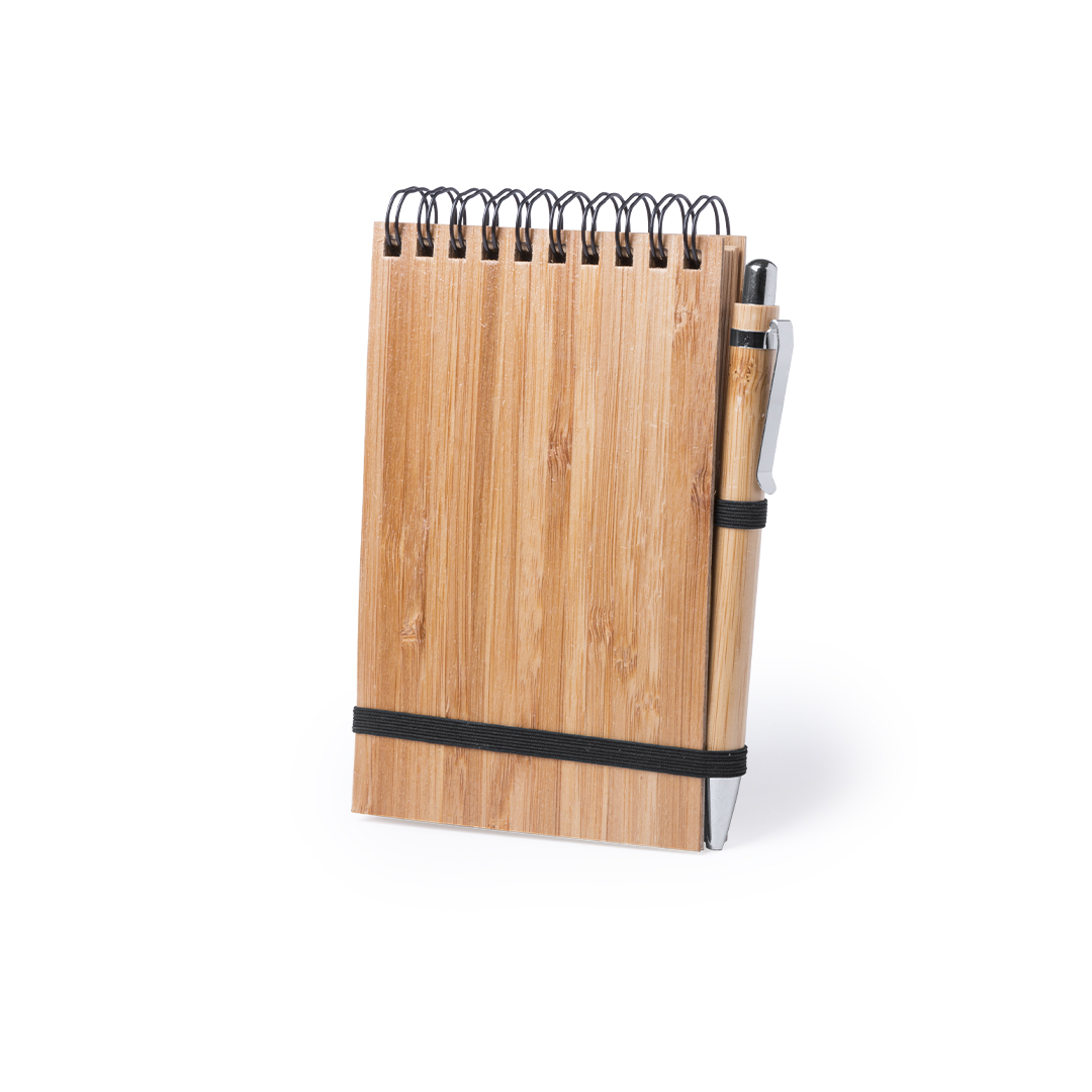 Conjunto de caderno e caneta em bambu Tumiz