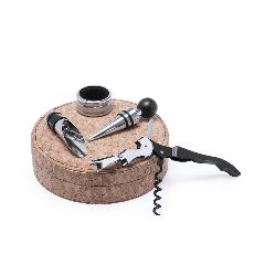 Conjunto de vinho em cortiça com 4 acessórios Bribal