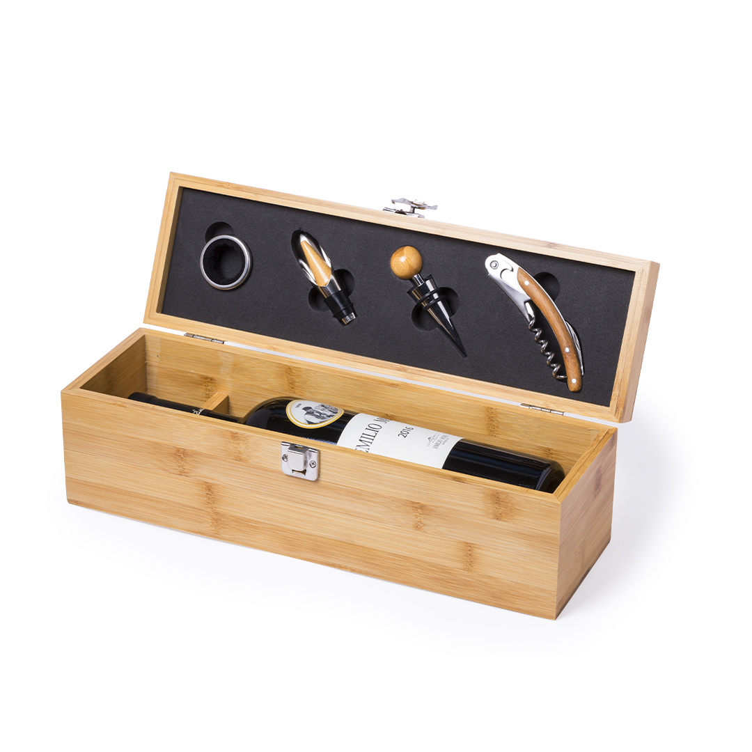 Conjunto de vinho em bambu Boriax