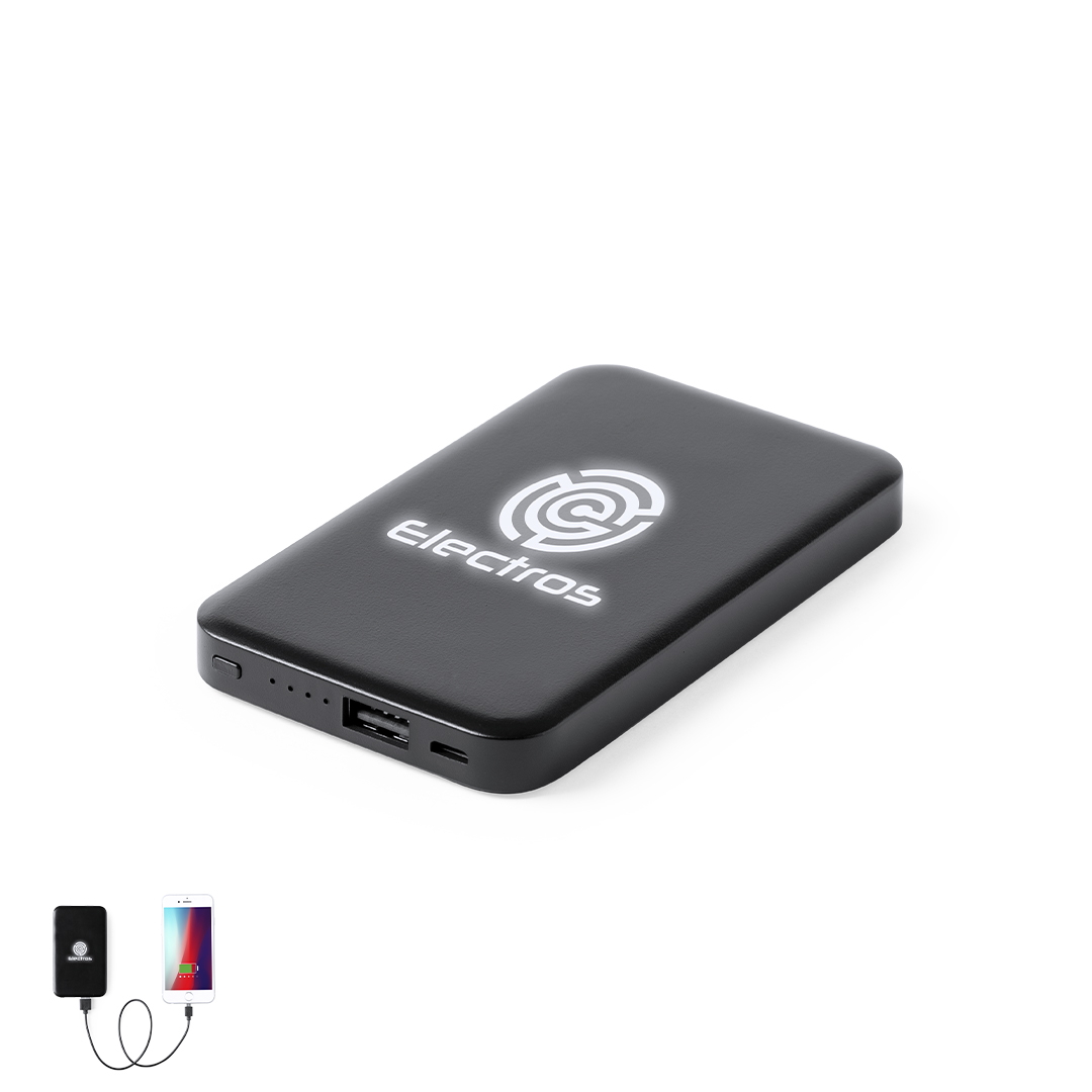Power bank 4000 mAh com logótipo iluminado Kustol