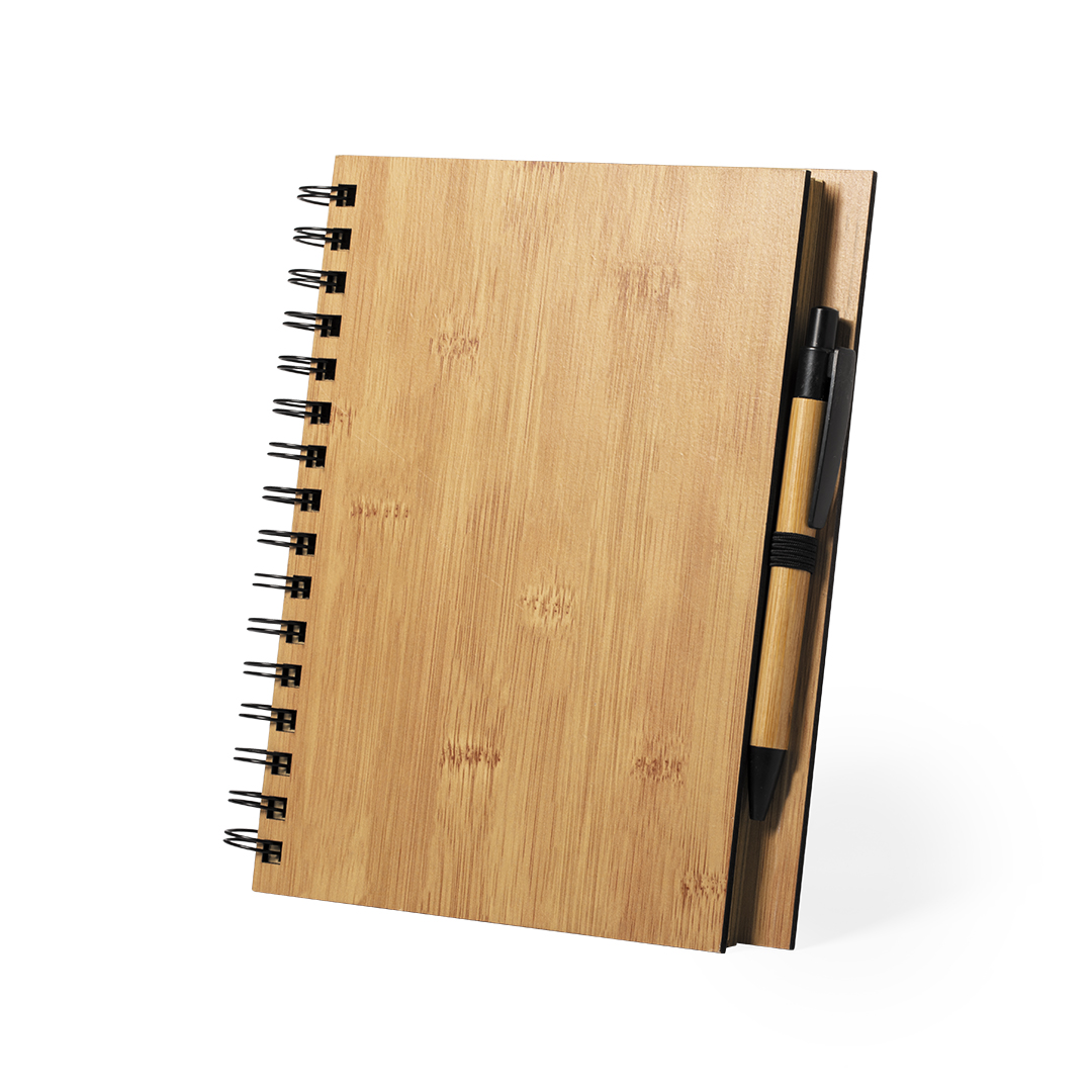 Conjunto de caderno e esferográfica em bambu Polnar