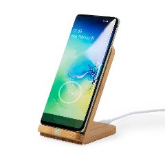 Carregador wireless com suporte em bambu Dimper – foto 3