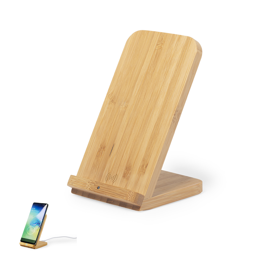 Carregador wireless com suporte em bambu Dimper